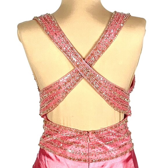 Glamorous New Pageant Prom Gown Sweetheart Neck Jeweled Pink Size 6 Glam A-line - Picture 8 of 12